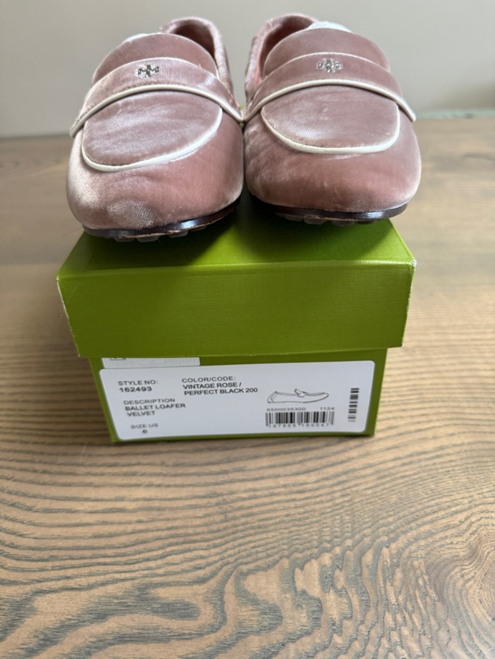 Tory Burch Vintage Rose Velvet Loafers with Logo Accent